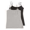 Active Basic Junior Women's Casual Plain Layering Camisole Cami Top Tank - 2 Pack Bk, H Gray, 2XL view 1