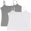 Active Basic Junior Women's Casual Plain Layering Camisole Cami Top Tank - 2 Pack H Gray, Wh, 3XL view 1