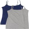 Active Basic Junior Women's Casual Plain Layering Camisole Cami Top Tank - 2 Pack Navy, H Gray, 1XL view 1