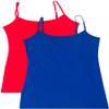 Active Basic Junior Women's Casual Plain Layering Camisole Cami Top Tank - 2 Pack Red, Royal, 3XL view 1