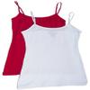 Active Basic Junior Women's Casual Plain Layering Camisole Cami Top Tank - 2 Pack Wh, Red, 2XL view 1