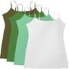 Active Basic Junior Women's Casual Plain Layering Camisole Cami Top Tank - 4 Pack Olive Green Mint Wh, L view 1