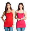 Active Basic Junior Women's Casual Plain Layering Camisole Cami Top Tank - 2 Pack Red Fsc, 2XL view 1