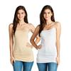 Active Basic Junior Women's Casual Plain Layering Camisole Cami Top Tank - 2 Pack Wh Khaki, S view 1