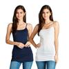 Active Basic Junior Women's Casual Plain Layering Camisole Cami Top Tank - 2 Pack Wh Navy, S view 1