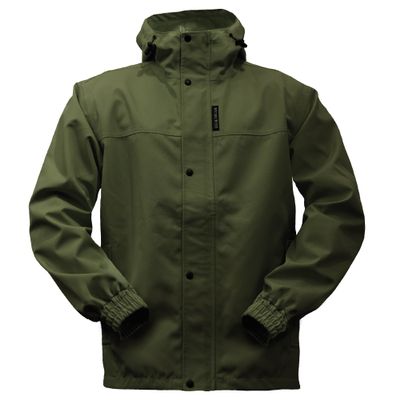 Rivers West Men's Standard 40/40 Waterproof Lightweight Ultra Packable Rain Jacket with Fixed Adjustable Hood, Olive, Small