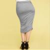 MBJ WB1147 Womens Elegant High Waist Pencil Skirt with Side Shirring L Heather_Grey view 3