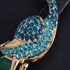 Alilang Golden Tone Blue Green Colored Rhinestone Peacock Bird Pendant Chain Necklace view 4