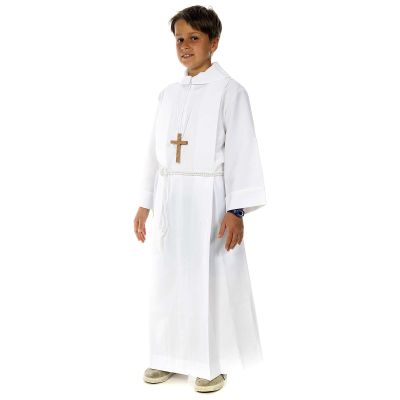 Holy Communion ALB with 2 Pleats Fake Hood, 130 cm (51 inc.)