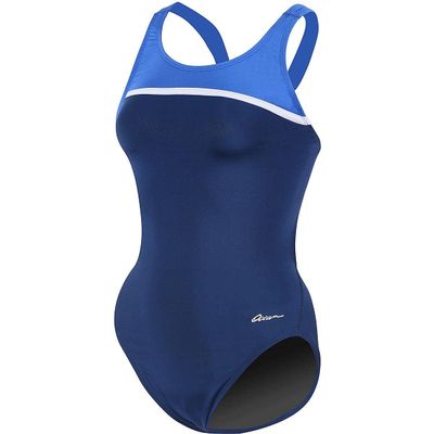 Dolfin Women's Ocean Panel ONE-Piece Swimsuit NVY/Roy/WHT Size 24