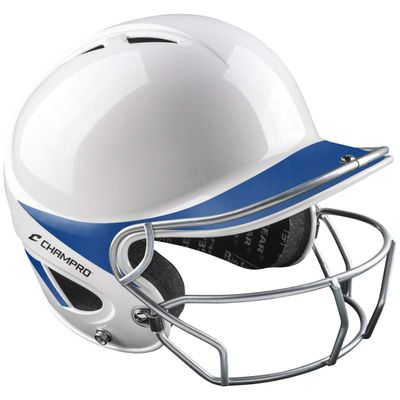 Champro Two-Tone Gem Gloss Performance Batting Helmet, White/Royal, 7"-7 1/2"