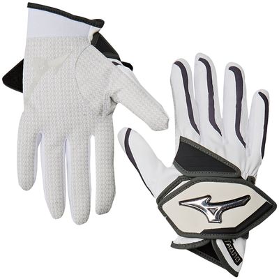 Mizuno Nighthawk Fastpitch Batting Gloves, White/Black, XX-Large