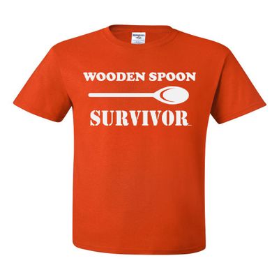 Wooden Spoon Survivor T-Shirt Funny College Humor Tee Shirt Orange Small