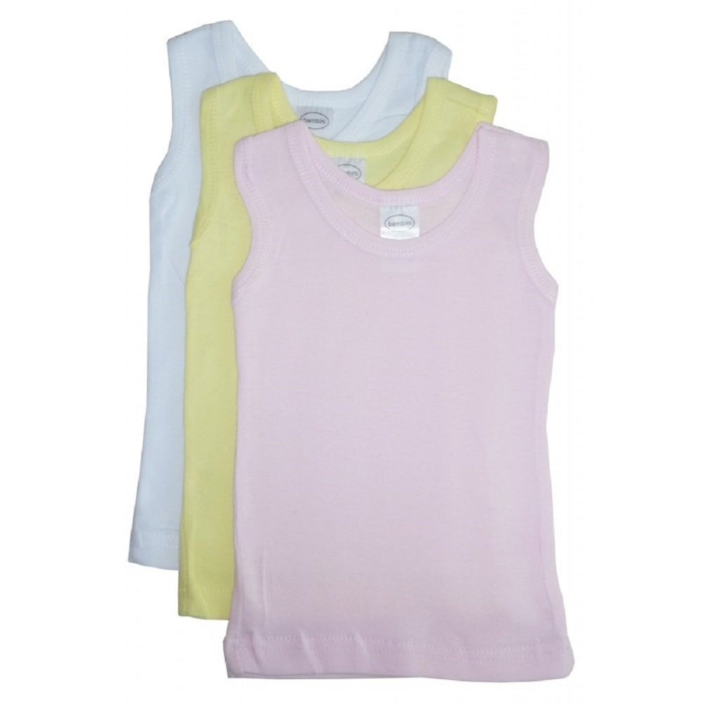 bambini Baby Boys Girls Unisex 3-Pack Sleeveless T-Shirts Tanks, Pink, Small 14-18 Lbs