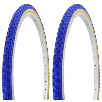 Lowrider Tire Set. 2 Tires. Two Tires Duro 26" x 1.75" Blue/Gum Side Wall HF-143G.