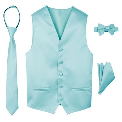 Spring Notion Boys' 4-Piece Satin Tuxedo Vest Set 3T Aqua