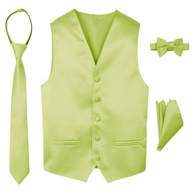 Spring Notion Boys' 4-Piece Satin Tuxedo Vest Set 3T Lime