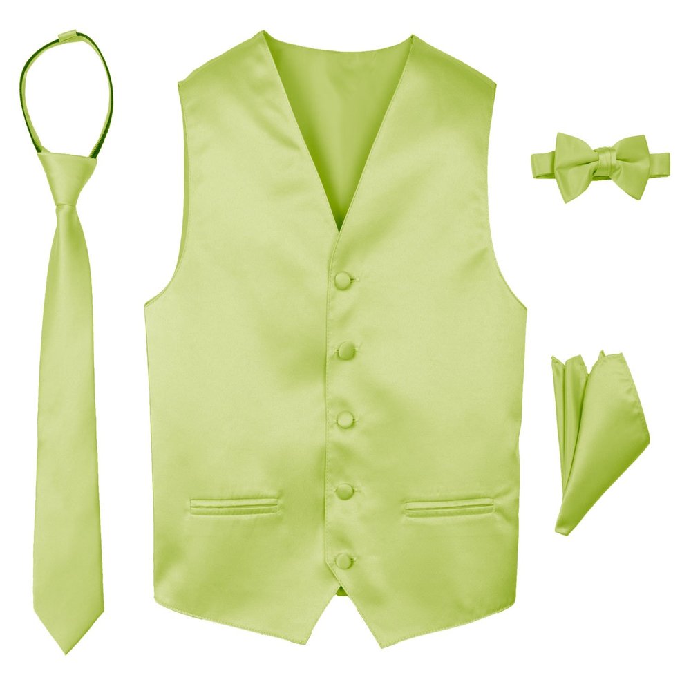 Spring Notion Boys' 4-Piece Satin Tuxedo Vest Set 3T Lime