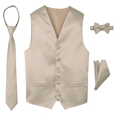 Spring Notion Boys' 4-Piece Satin Tuxedo Vest Set 3T Champagne