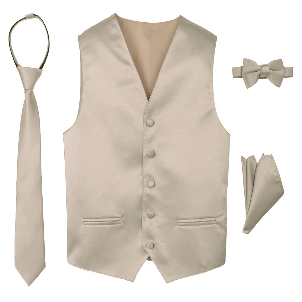 Spring Notion Boys' 4-Piece Satin Tuxedo Vest Set 3T Champagne