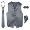 Spring Notion Boys' 4-Piece Satin Tuxedo Vest Set 4T Medium Grey view 1