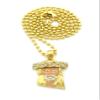 NYFASHION101 Paved Jesus Colored Accent Micro Pendant w/ 27" Ball Chain Necklace, Pink/Gold-Tone view 1