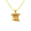 NYFASHION101 Paved Jesus Colored Accent Micro Pendant w/ 27" Ball Chain Necklace, Pink/Gold-Tone view 3