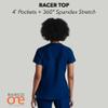 BARCO One Racer Classic Fit Scrub Top for Women  Indigo, 4-Pocket V-Neck Scrub Shirt w/ 360 Spandex Stretch, Moisture Wicking, Anti-Static and Quick-Shed  XS, Regular Fit view 4