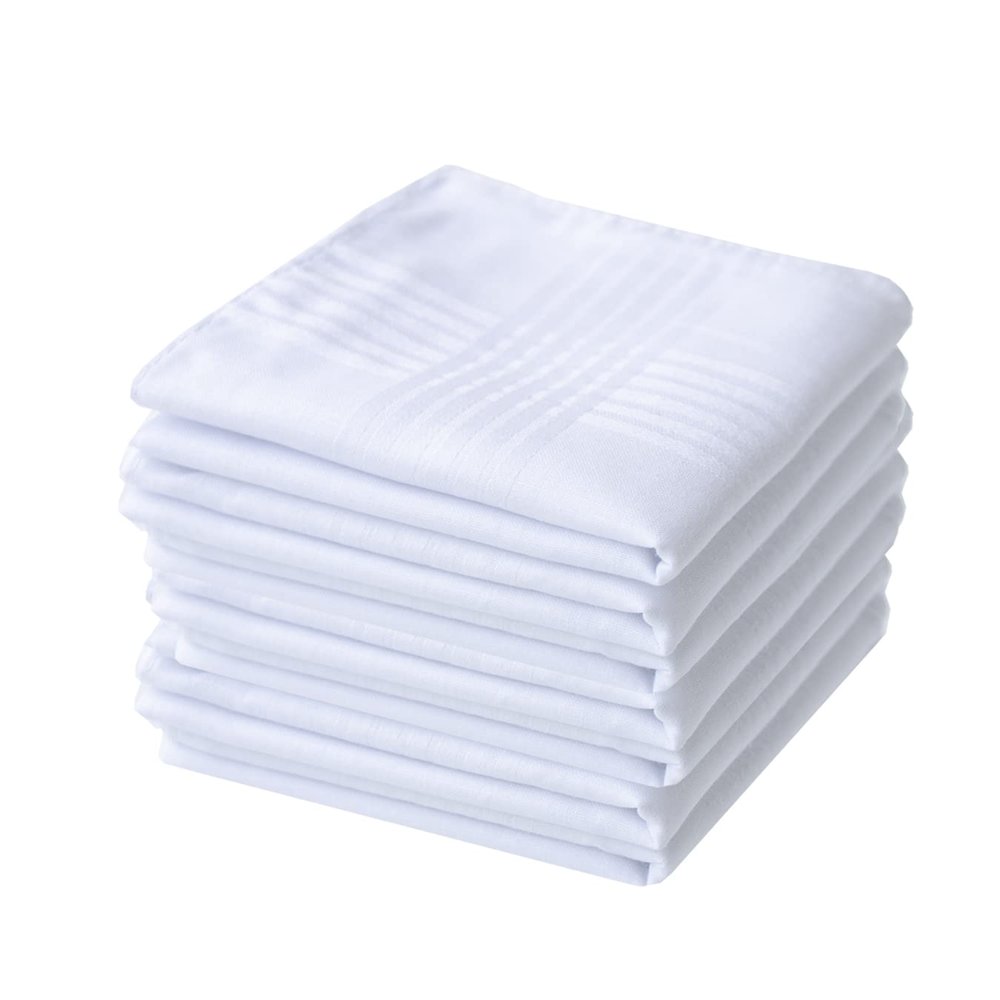 CoCoUSM Mens White Cotton 100% Cotton handkerchiefs Pack 3PCS