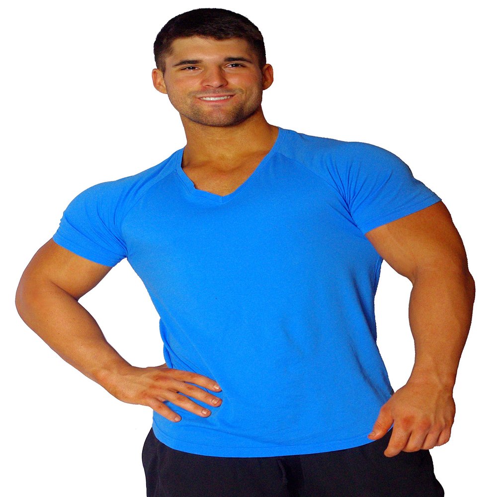 Aqua Blue Pre Shrunk Cotton V-Neck Short Sleeve Shirt