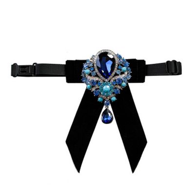 Cloud Rack Bow Tie Set Auger Velvet Blue Diamond Pendant Black