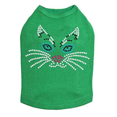 Cat Face - Dog Shirt, XXS Kelly Green