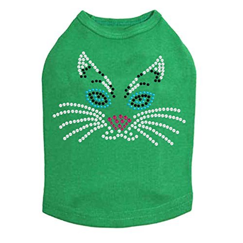Cat Face - Dog Shirt, XXS Kelly Green