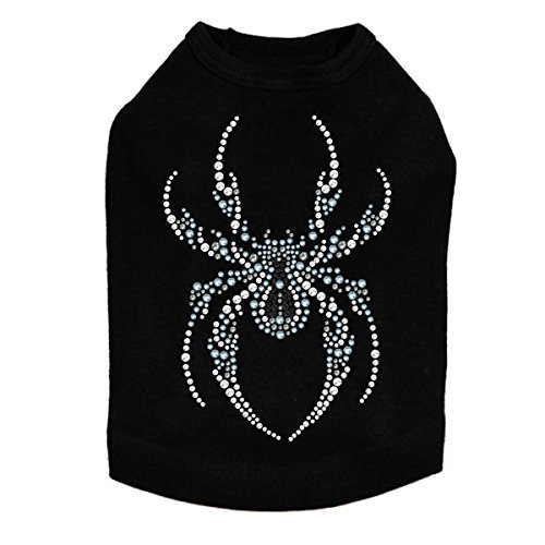 Blue Spider - Halloween and Fall Dog Rhinestone Bling Shirt, 2XL Black