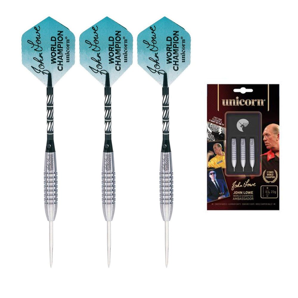 Unicorn Unisex John Lowe W/c Ambassador 90% Tungsten Darts, Silver, 23 G EU