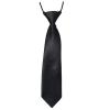 JYS365 School Boys Kids Wedding Solid Color Elastic Tie - Black view 1