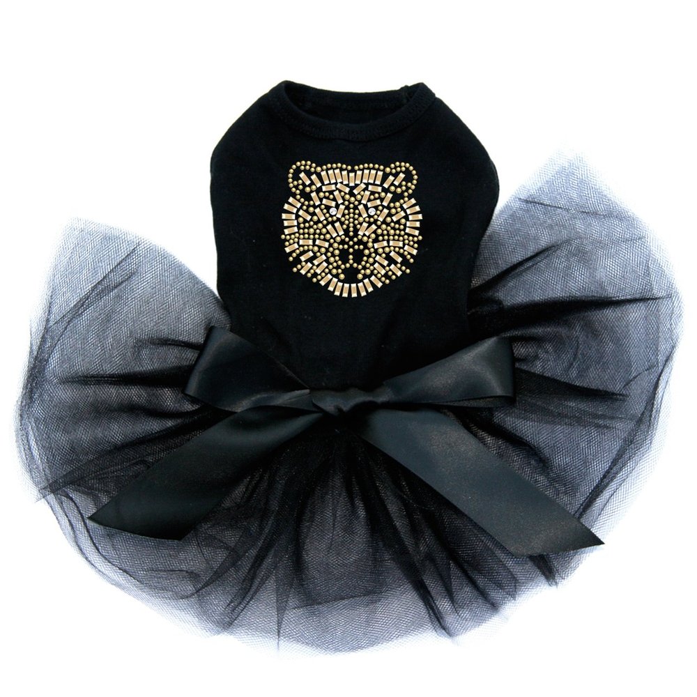 Small Tiger Face - Bling Rhinestone Tutu Dress, M Black