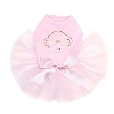 Dog in the Closet Monkey Face - Bling Rhinestone Tutu Dress, 3XL Pink