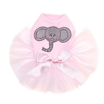 Dog in the Closet Elephant Face - Bling Rhinestone Tutu Dress, 4XL Pink