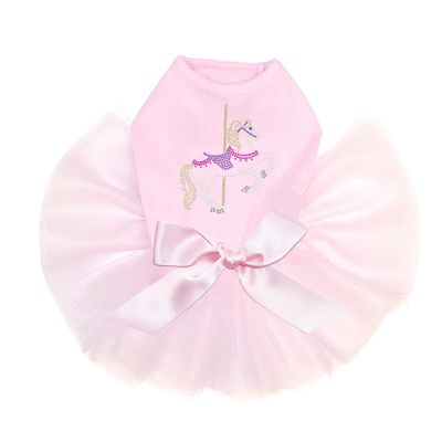 Dog in the Closet Carousel Horse - Bling Rhinestone Tutu Dress, 2XL Pink