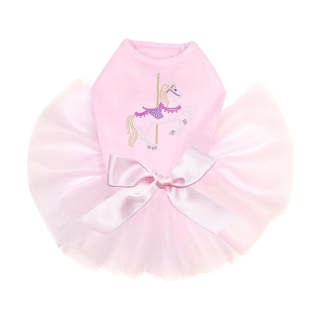 Dog in the Closet Carousel Horse - Bling Rhinestone Tutu Dress, 2XL Pink