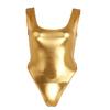 FEESHOW Women's Shiny Metallic One Piece Swimsuit Bikini Thong Swimwear Beachwear Gold One Size view 3