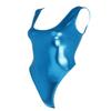 FEESHOW Women's Shiny Metallic One Piece Swimsuit Bikini Thong Swimwear Beachwear Sky Blue One Size view 4