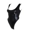 FEESHOW Women's Shiny Metallic One Piece Swimsuit Bikini Thong Swimwear Beachwear Black One Size view 4