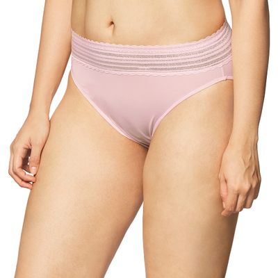 Warner's Women's No Pinching No Problems Lace Hi Cut Brief Panty, Pale Pink, Medium
