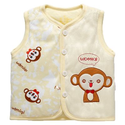 Monvecle Baby Warm Vests Unisex Infant to Toddler Padded Waistcoat (3-6 Months, Yellow Monkey)