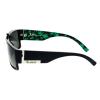 Mens Locs Sunglasses Rectangular Gangster Frame Marijuana Print Black/Green view 3