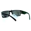 Mens Locs Sunglasses Rectangular Gangster Frame Marijuana Print Black/Green view 4