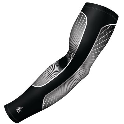 B-Driven Sports Pro-Fit Compression Arm Sleeve for Baseball, Basketball, Football - Muscle-Tendon, Bruising Reduction - Athletic, Men, Women, Youth, Kids - Grey | Grand Slam L (A) - 1 Pc