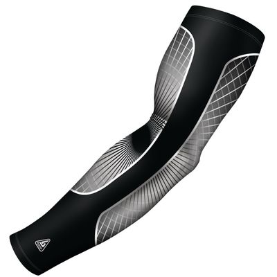 B-Driven Sports Pro-Fit Compression Arm Sleeve for Baseball, Basketball, Football - Muscle-Tendon, Bruising Reduction - Athletic, Men, Women, Youth, Kids - Grey | Grand Slam XL (A) - 1 Pc